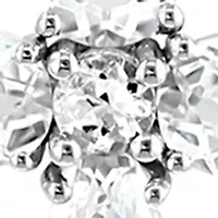 White Topaz Cross Pendant Necklace in 14K White Gold