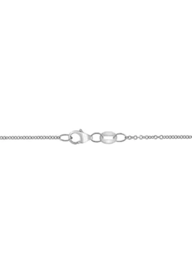 White Topaz Cross Pendant Necklace in 14K White Gold