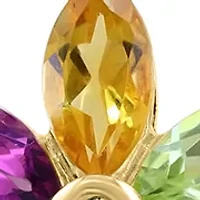 Diamond Amethyst Blue Topaz London Blue Topaz Citrine Rhodolite Peridot Pendant Necklace in 14K Yellow Gold