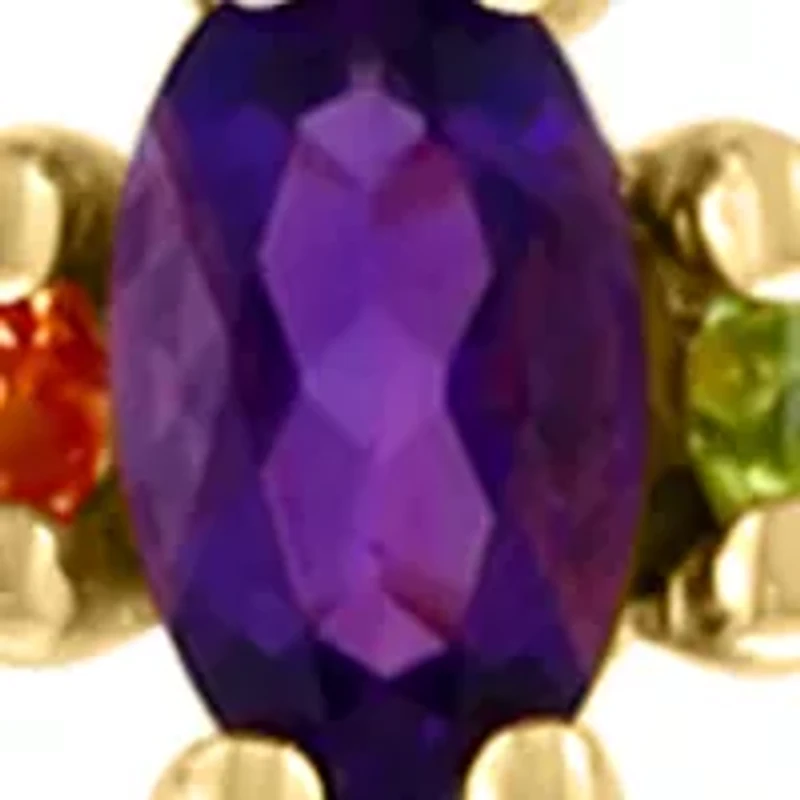 Amethyst, Blue Topaz, Citrine, Garnet, and Peridot Pendant Necklace in 14K Yellow Gold