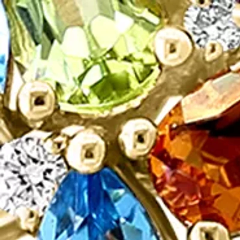 14K Yellow Gold Diamond, Amethyst, Blue Topaz, Citrine, Rhodolite, Peridot Pendant