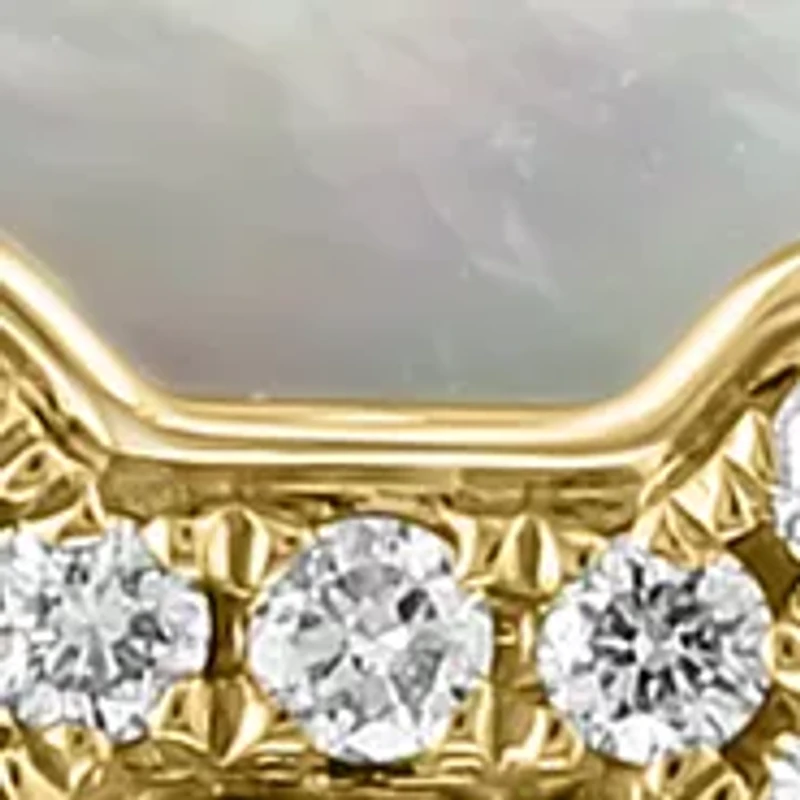 Diamond and Mother of Pearl Oval Pendant Necklace in 14K Yellow Gold