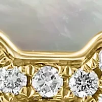 Diamond and Mother of Pearl Oval Pendant Necklace in 14K Yellow Gold