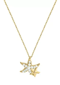 Diamond and Freshwater Pearl Pendant Necklace in 14K Yellow Gold