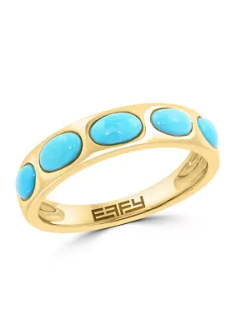 14K Gold Plated Over Sterling Silver Turquoise Ring