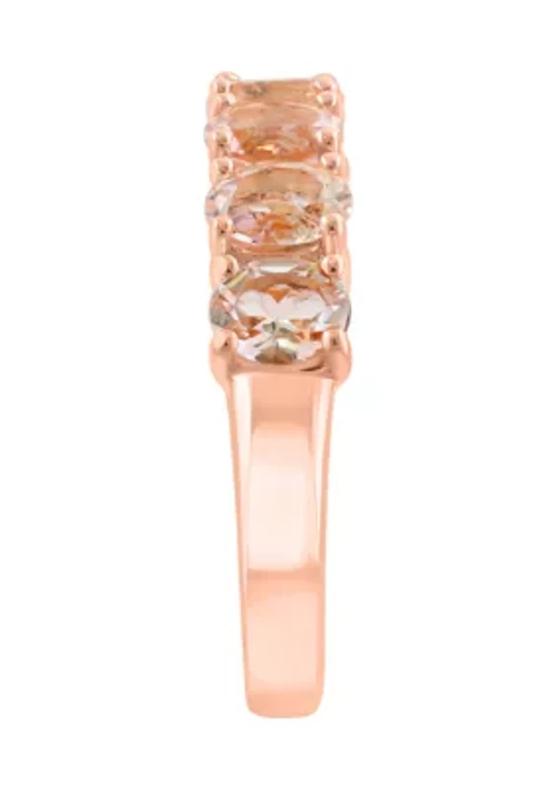 2.16 ct. t.w. Morganite Rose Gold Plated Sterling Silver Ring