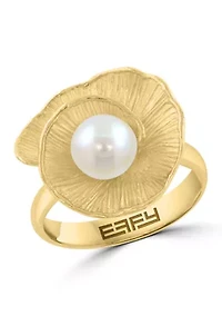 Freshwater Pearl Ring in 14K Gold Over Silver
