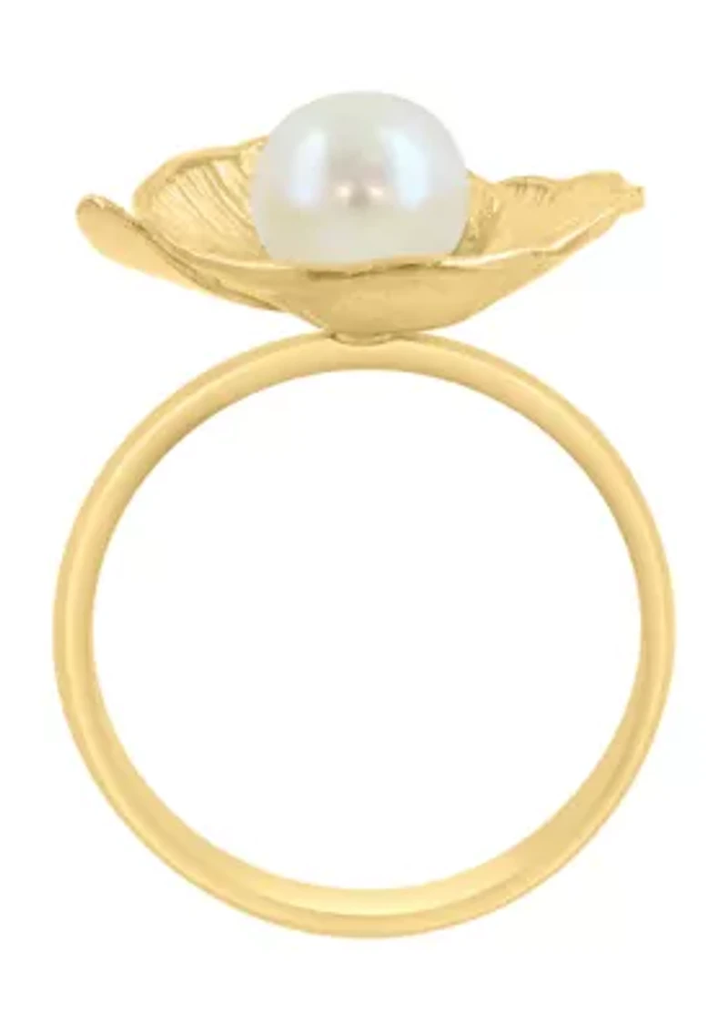 Freshwater Pearl Ring in 14K Gold Over Silver