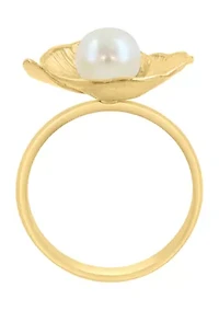 Freshwater Pearl Ring in 14K Gold Over Silver