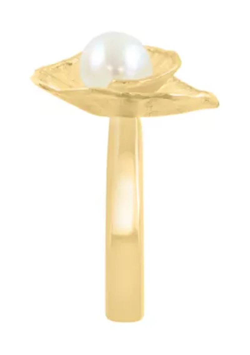 Freshwater Pearl Ring in 14K Gold Over Silver