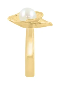 Freshwater Pearl Ring in 14K Gold Over Silver