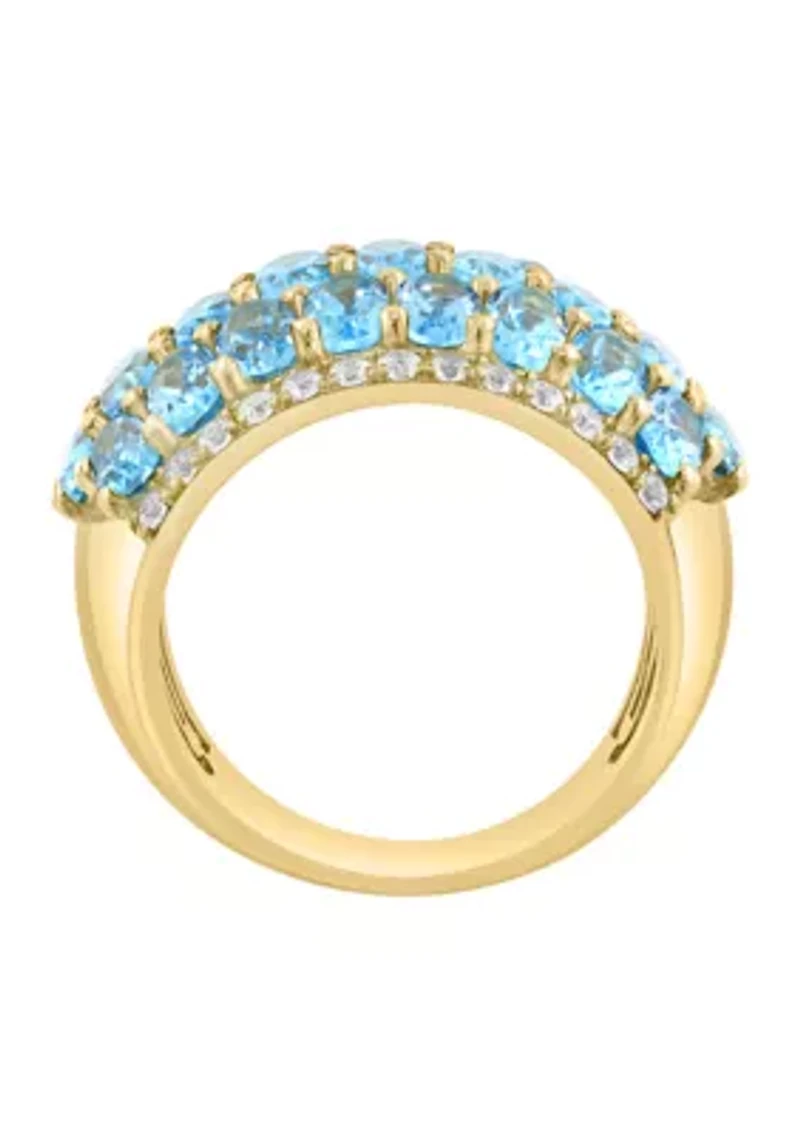 Gold Plated Over Sterling Silver Blue Topaz Zircon Ring