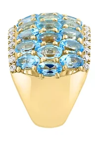 Gold Plated Over Sterling Silver Blue Topaz Zircon Ring