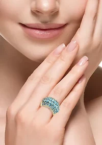 Gold Plated Over Sterling Silver Blue Topaz Zircon Ring