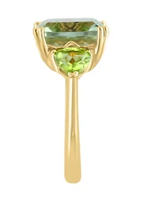 Green Amethyst and Peridot Ring in Gold Plated Sterling Silver