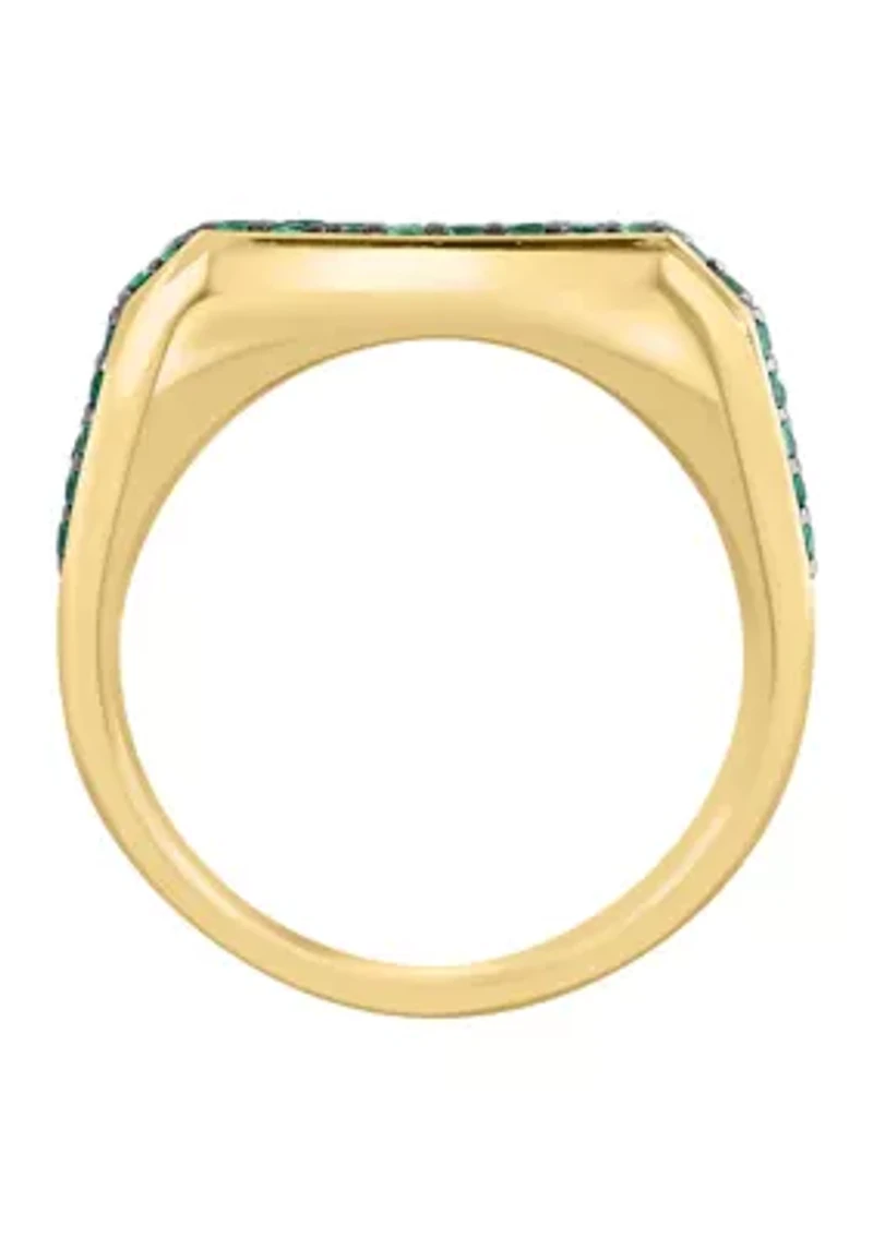 Men's Emerald Ring Gold over Sterling Silver
