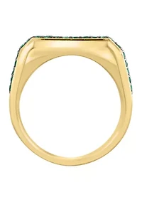 Men's Emerald Ring Gold over Sterling Silver