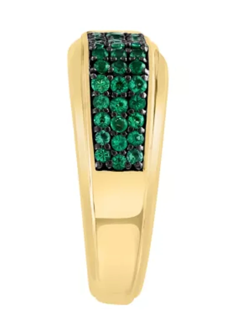 Men's Emerald Ring Gold over Sterling Silver