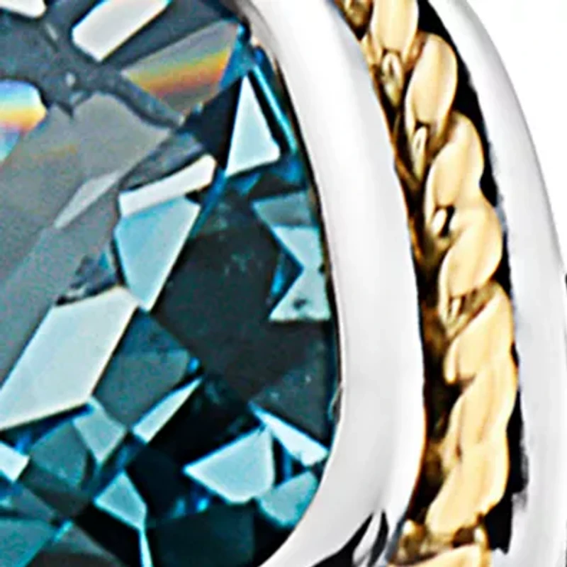 Blue Topaz Ring in Sterling Silver and 18K Yellow Gold