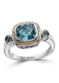 Blue Topaz Ring in Sterling Silver and 18K Yellow Gold