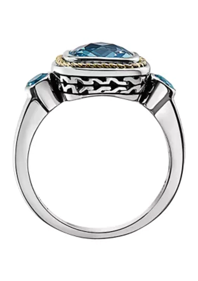 Blue Topaz Ring in Sterling Silver and 18K Yellow Gold