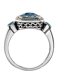 Blue Topaz Ring in Sterling Silver and 18K Yellow Gold