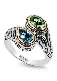 Blue Topaz and Peridot in Sterling Silver and 18K Yellow Gold