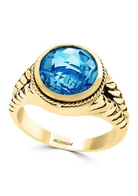 Blue Topaz Ring in Gold Over Silver