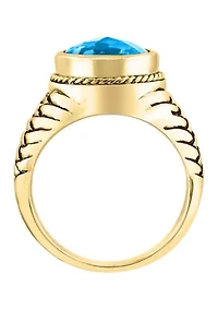 Blue Topaz Ring in Gold Over Silver