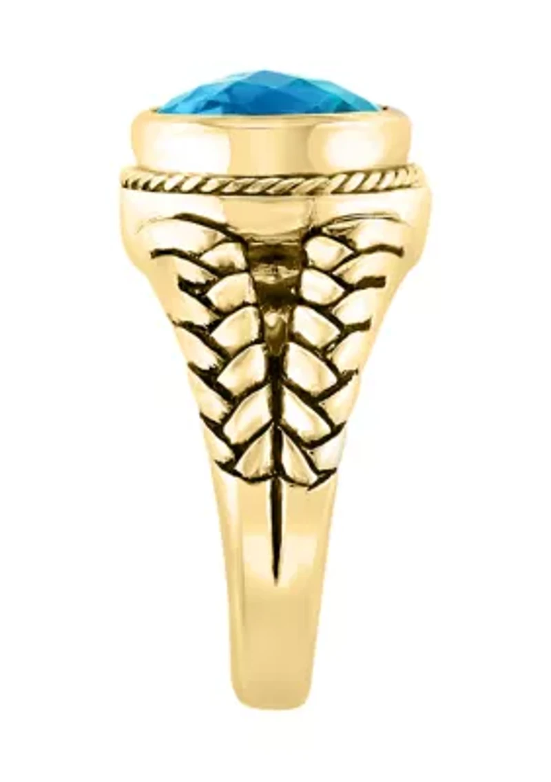 Blue Topaz Ring in Gold Over Silver