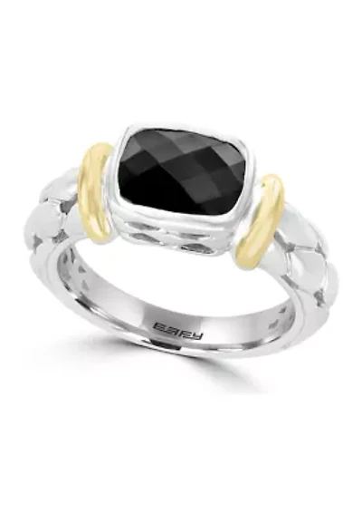 Onyx Cable Ring in 18K Sterling Silver