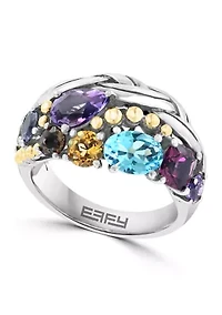 3.5 ct. t.w. Mixed Semi Precious Stone Ring in Sterling Silver