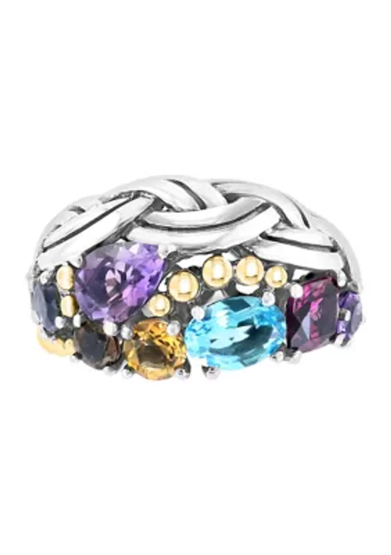 3.5 ct. t.w. Mixed Semi Precious Stone Ring in Sterling Silver
