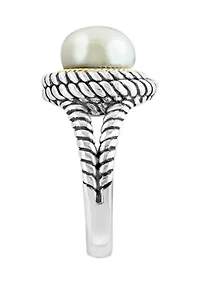 Freshwater Pearl Cable Ring in Sterling Silver and 18K Yellow Gold