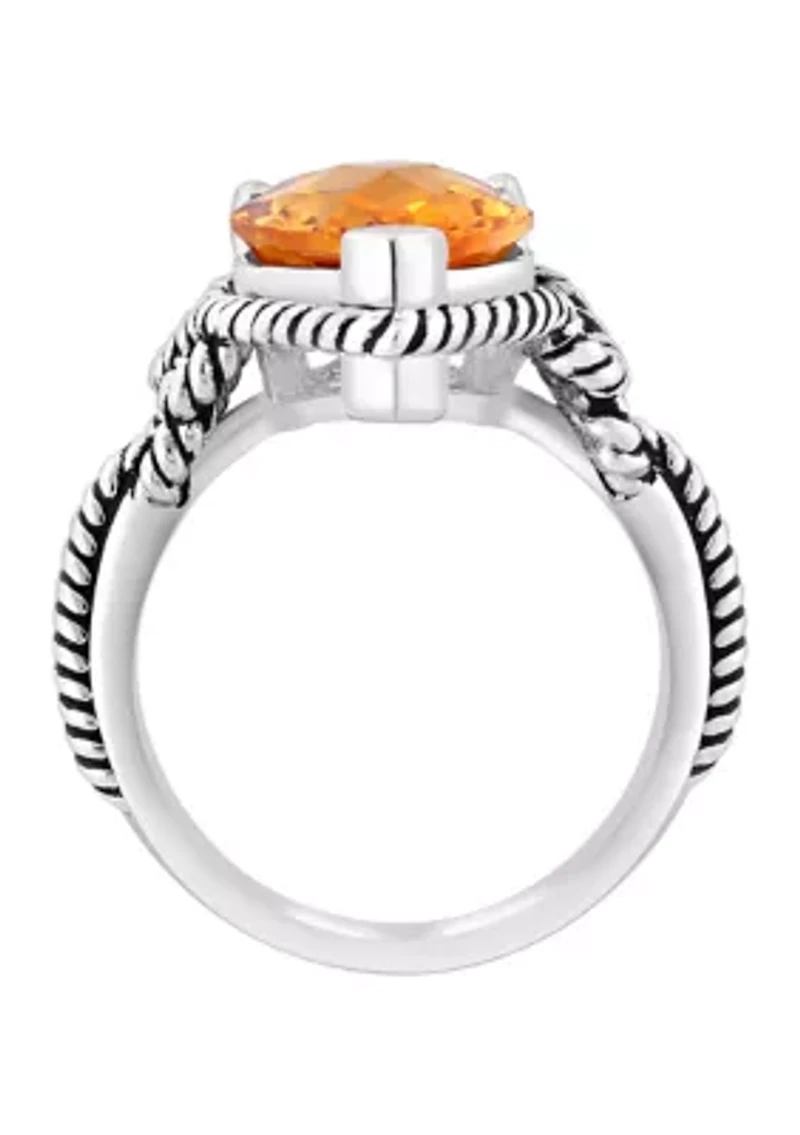 Citrine Ring in 925 Sterling Silver and 18K Yellow Gold