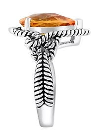 Citrine Ring in 925 Sterling Silver and 18K Yellow Gold