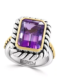Amethyst Ring in Sterling Silver and 18K Yellow Gold