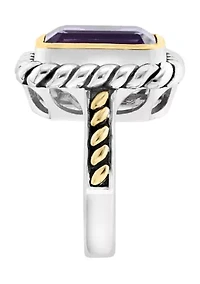 Amethyst Ring in Sterling Silver and 18K Yellow Gold