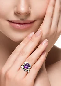 Amethyst Ring in Sterling Silver and 18K Yellow Gold