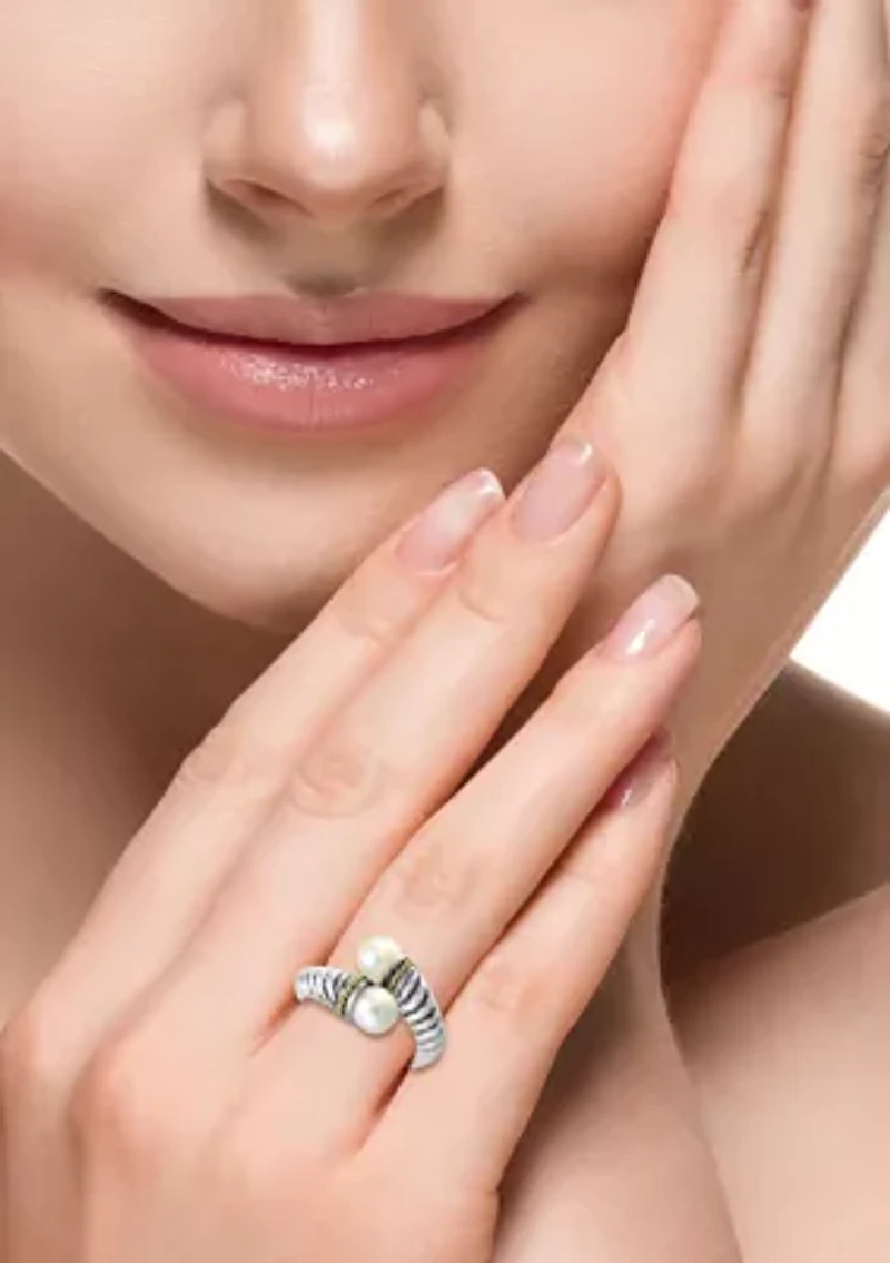 Sterling Silver/18K Yellow Gold Freshwater Pearl Ring 