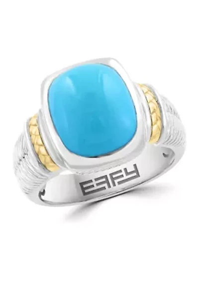 Turquoise Ring in Sterling Silver and 14K Yellow Gold