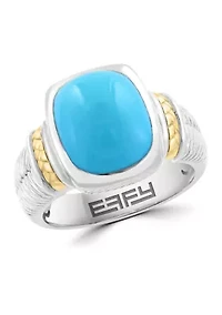 Turquoise Ring in Sterling Silver and 14K Yellow Gold