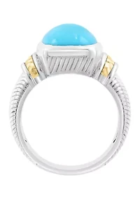 Turquoise Ring in Sterling Silver and 14K Yellow Gold