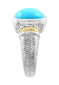 Turquoise Ring in Sterling Silver and 14K Yellow Gold