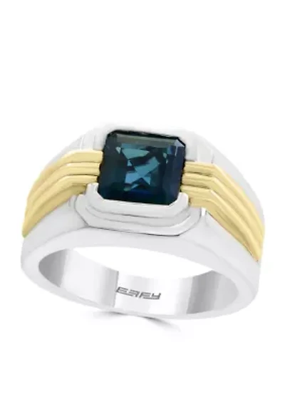 Sterling Silver 14K Yellow Gold London Blue Topaz Ring