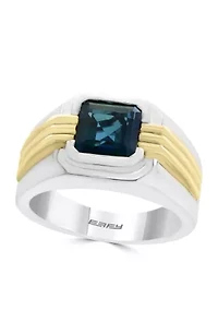 Sterling Silver 14K Yellow Gold London Blue Topaz Ring