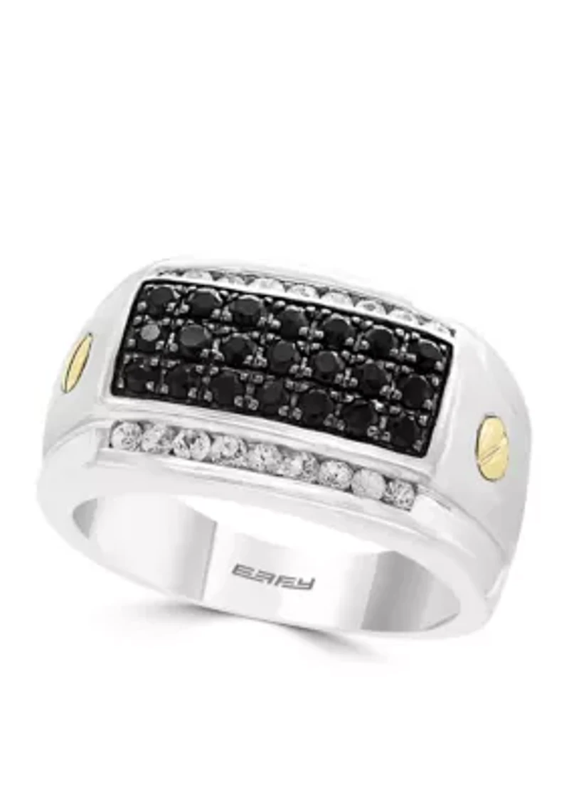 1.5 ct. t.w. Sapphire, 1/2 White Sapphire Ring Sterling Silver and 14K Gold Plating