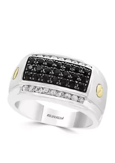 1.5 ct. t.w. Sapphire, 1/2 White Sapphire Ring Sterling Silver and 14K Gold Plating