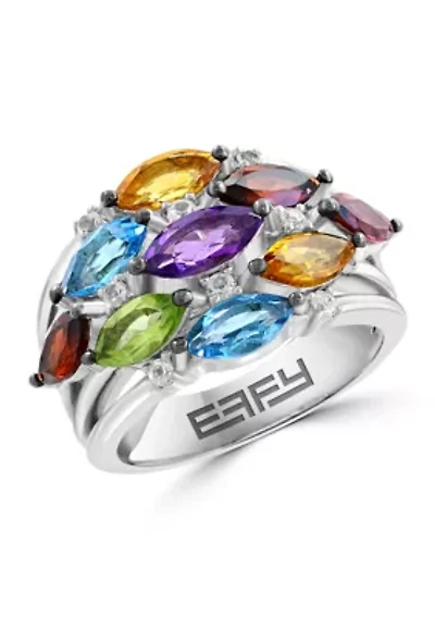 Sterling Silver Multi Semi Precious Ring