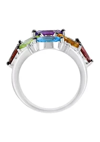 Sterling Silver Multi Semi Precious Ring